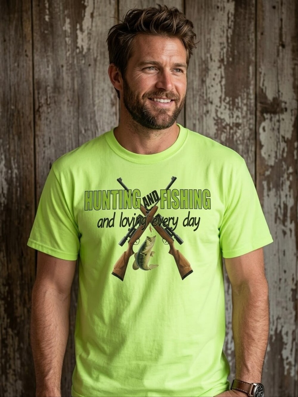 Hunting & Fishing Tee Shirt Mens XL Neon Soft Short Sleeve NWOT